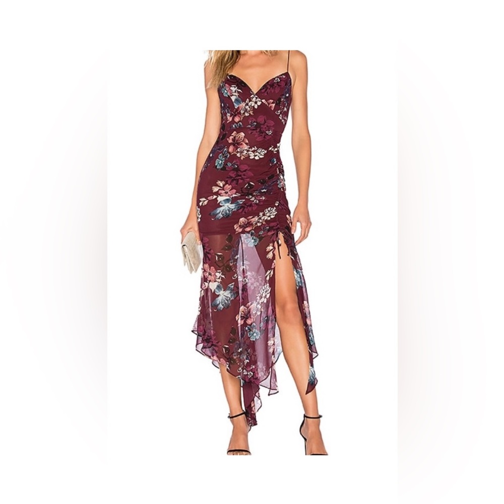Nicholas Purple Floral Midi Dress